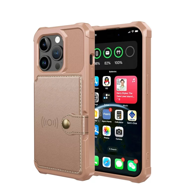 Apple iPhone 15 Pro Hülle - Roségold - Backcover mit Kartenfach