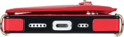 Apple iPhone 15 Plus Hoesje - Rood - Luxe Back Cover met Telefoonkoord en Rits