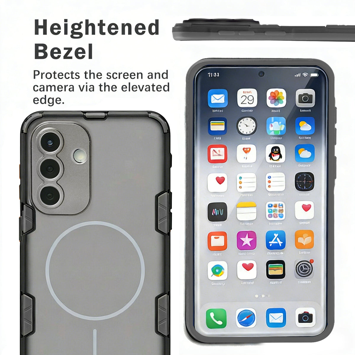 Coque Samsung Galaxy A57 - Transparent | Gris - Étui rigide mat dépoli avec couverture arrière MagSafe