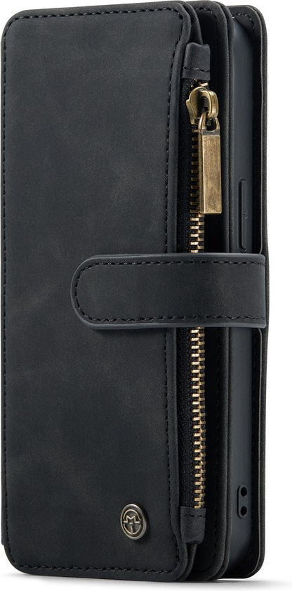 iPhone 13 Mini Hoesje - Charcoal Gray - Luxe Back Cover met Rits