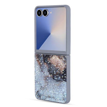 Samsung Galaxy Z Flip 7 Hülle - Grau - Diamant-Marmor-Glitzer-Backcover