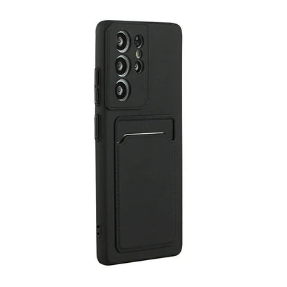 Samsung Galaxy S25 Ultra Hoesje - Zwart - Siliconen Back Cover met Pasjeshouder
