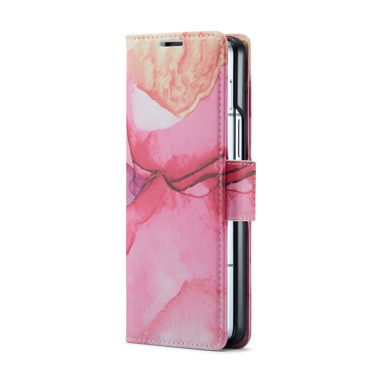 Samsung Galaxy Z Fold 5 Hoesje - Pink Rhodonite - Marmer Portemonnee Bookcase