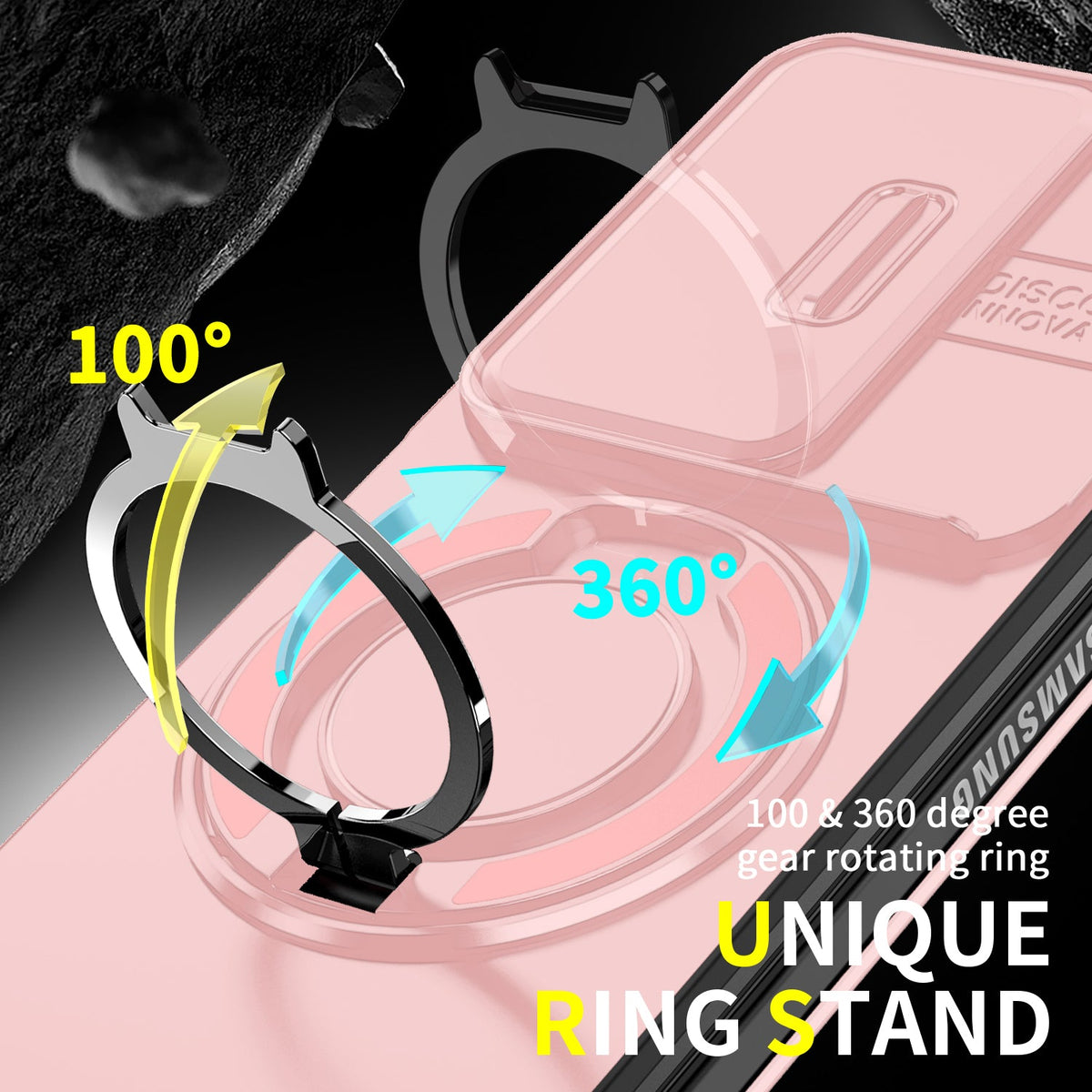Samsung Galaxy Z Fold 7 Hoesje - Licht Roze - Kickstand Ring Back Cover