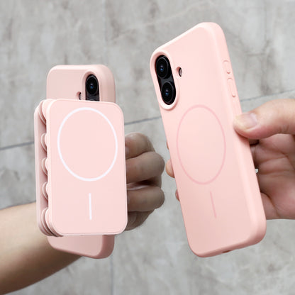 Apple iPhone 16 Hoesje - Licht Roze - Siliconen Back Cover met Afneembare Hartjes Zuignappen