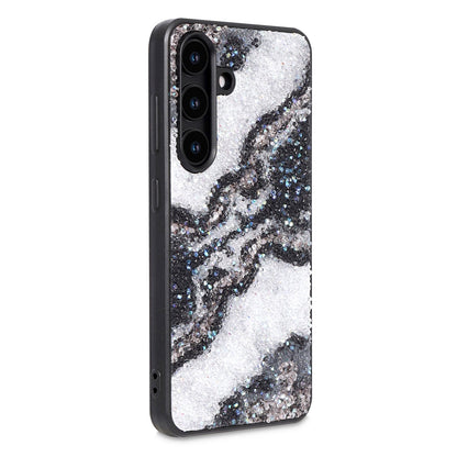 Samsung Galaxy S25 Hoesje - Zwart - Diamant Marmer Glitter Back Cover