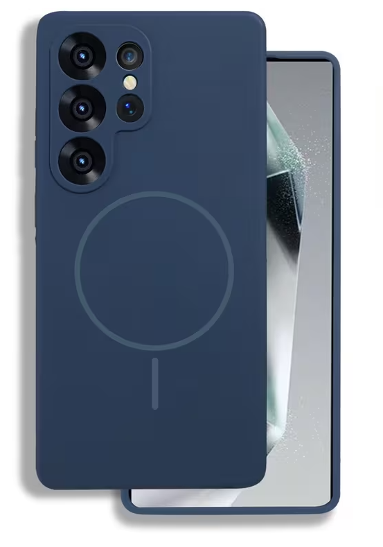 Coque Samsung Galaxy S26 Ultra - Bleu Foncé - Étui arrière en silicone liquide souple compatible MagSafe