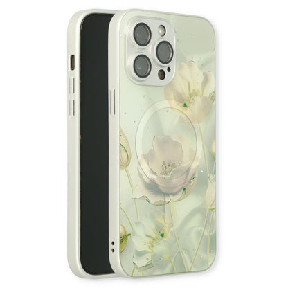 Apple iPhone 14 Pro Hoesje - Groen - Siliconen Marmer MagSafe Back Cover
