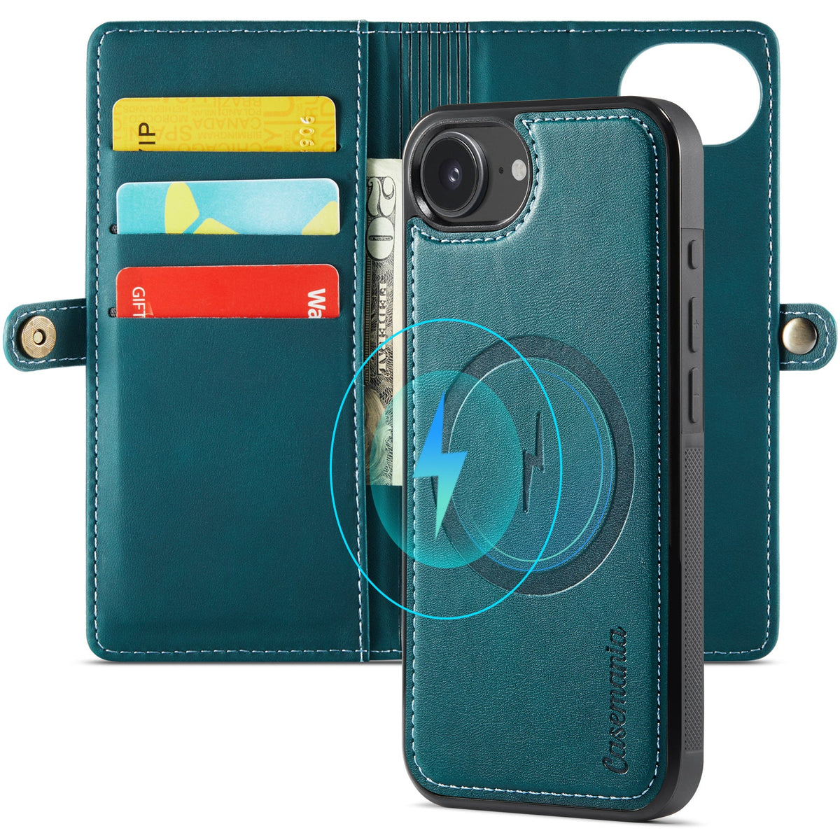 Apple iPhone 17e Hoesje - Emerald Green - 2 in 1 MagSafe Bookcase met 10 Kaart Vakken