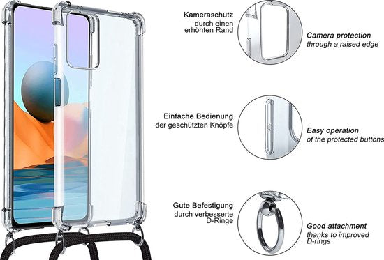 Oppo A76 Hoesje - Transparant - Siliconen Back Cover met Koord
