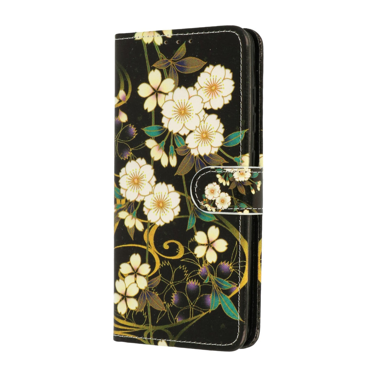 Samsung Galaxy A17 5G Hoesje - Wilde Bloemen - - Zwarte Bookcase