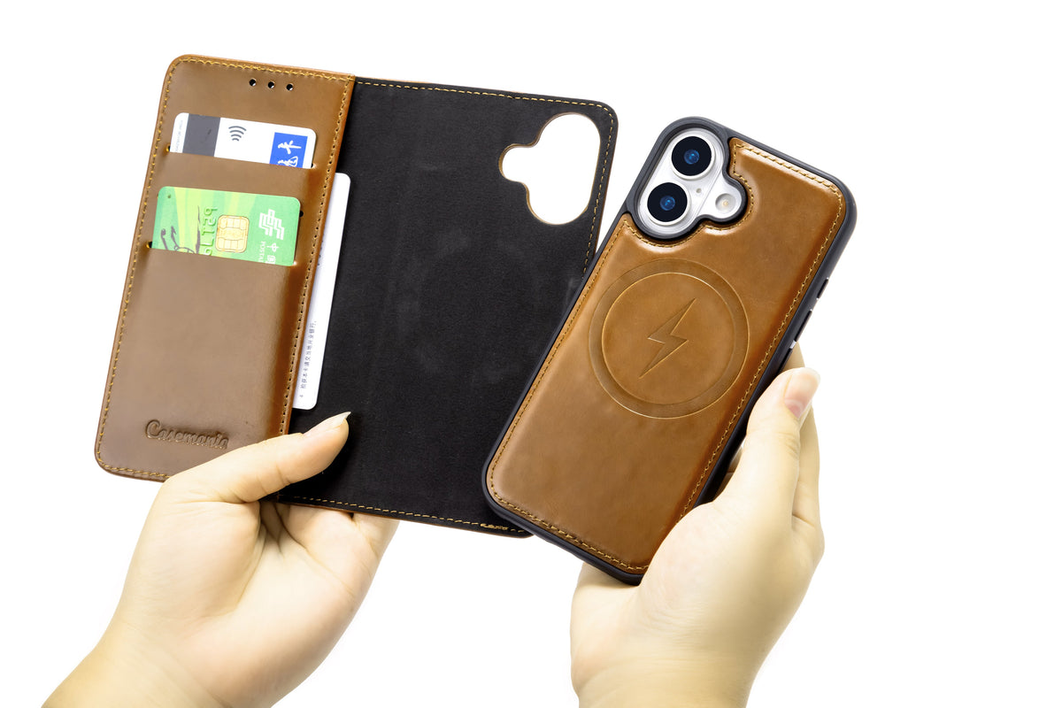 Apple iPhone 17 Case - Sienna Brown - Genuine Leather MagSafe Wallet Case
