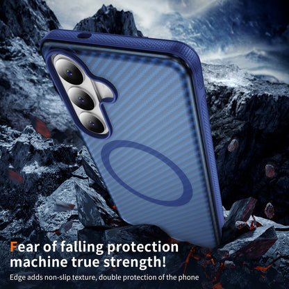 Samsung Galaxy A57 Hoesje - Donker Blauw - Carbon MagSafe Back Cover