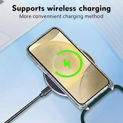 Samsung Galaxy S26 Hoesje - Transparant - Siliconen MagSafe Back Cover met Telefoonkoord