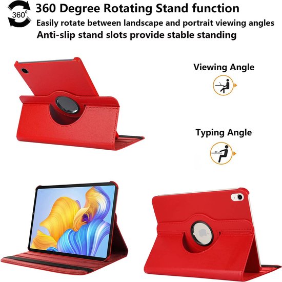 iPad A16 Tablethoes - Rood - Draaibare Bookcase