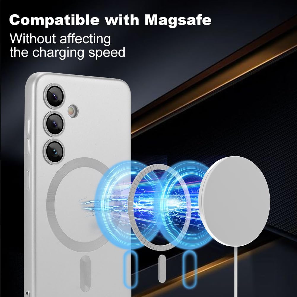 Samsung Galaxy S24 Hoesje - Zilver - Matte Siliconen MagSafe Back Cover