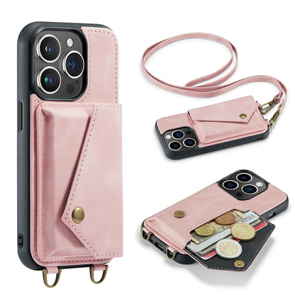 Coque Apple iPhone 15 Pro - Rose Pâle - Étui arrière de luxe avec cordon de téléphone