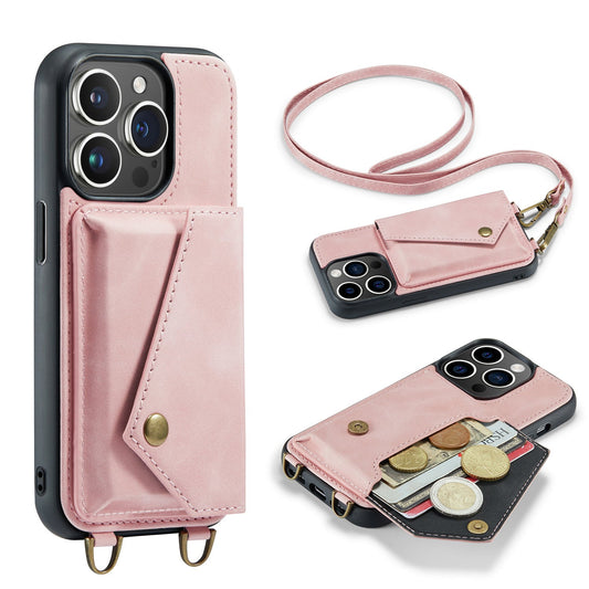 Apple iPhone 15 Pro Case - Pale Pink - Luxury Back Cover with Phone Strap