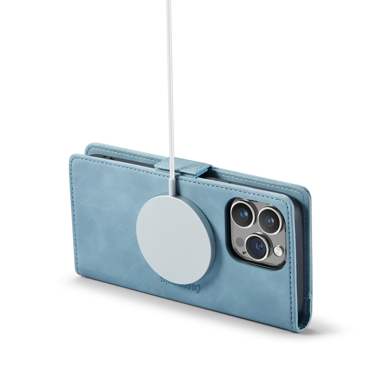 Apple iPhone 15 Pro Hoesje - Aqua Blue - Portemonnee MagSafe Bookcase