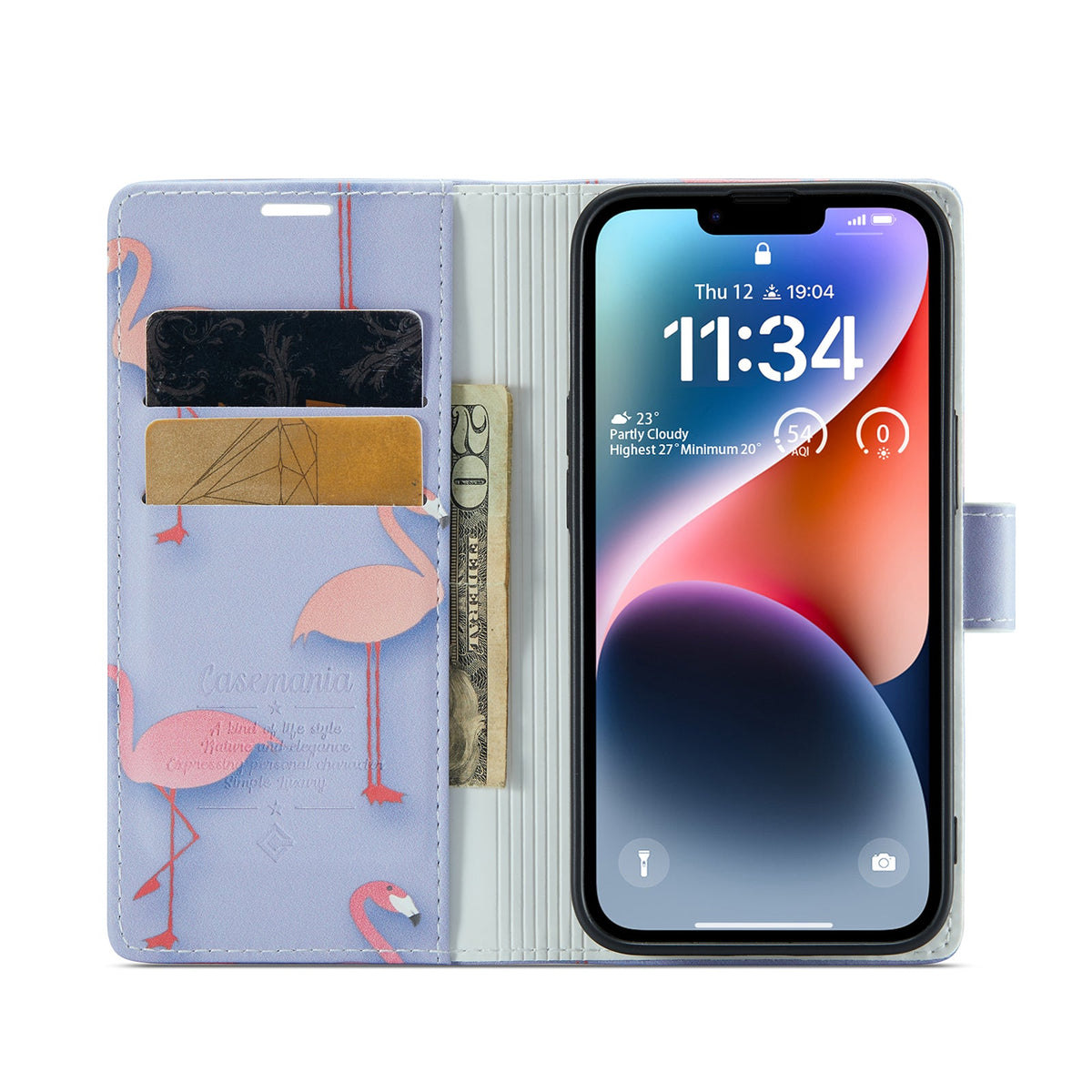 Apple iPhone 14 Hoesje - Flamingo - Print Bookcase