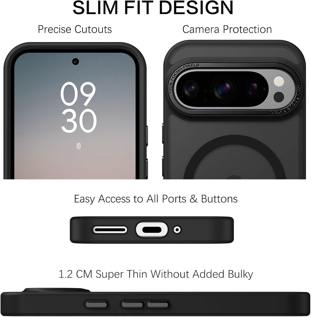 Google Pixel 9 Hoesje - Zwart - Matte Armor MagSafe Back Cover