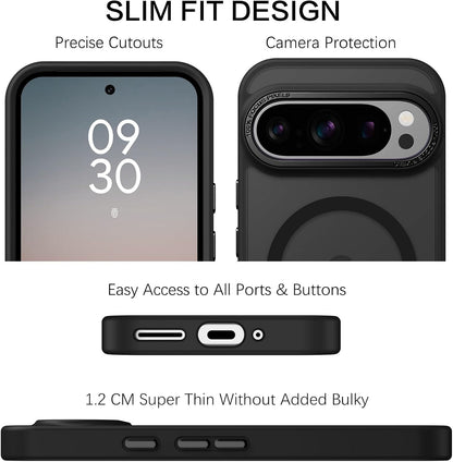Google Pixel 9 Hoesje - Zwart - Matte Armor MagSafe Back Cover