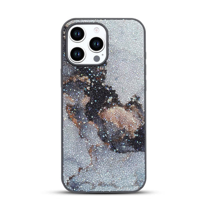 Apple iPhone 16 Pro Hoesje - Grijs - Diamant Marmer Glitter Back Cover