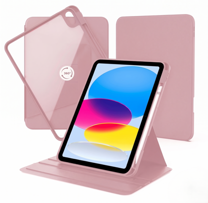 Apple iPad 2025 (11th Gen) / 2022 (10th Gen) Tablethoes - Licht Roze en Transparant - 360° Draaibaar Tablet Cover met Transparante Achterkant