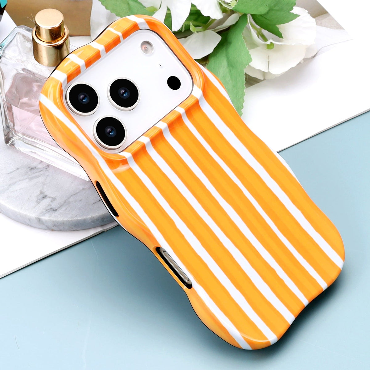 Apple iPhone 18 Pro Case - Orange - Wave Edge Back Cover