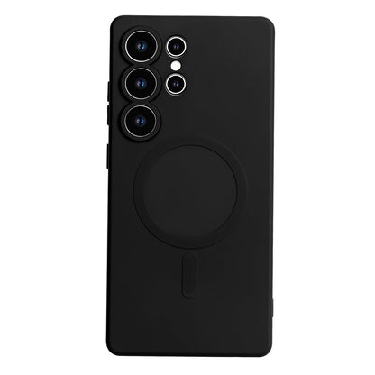 Samsung Galaxy S25 Ultra Hülle - Schwarz - Liquid Silikon MagSafe Backcover mit Magnetring