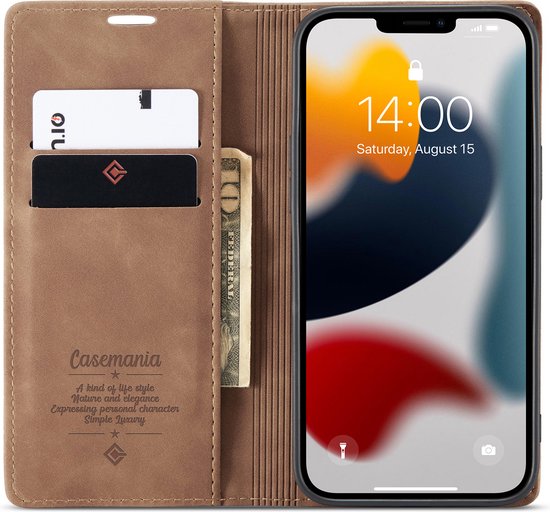 Apple iPhone 13 Pro Hoesje - Sienna Brown - Dunne Bookcase