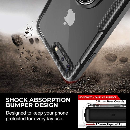 Apple iPhone 7 Plus Hoesje - Zwart - Kickstand Ring Back Cover