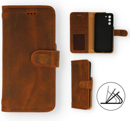 Samsung Galaxy S21 Plus Hoesje - Bruin - Echt Leren Bookcase