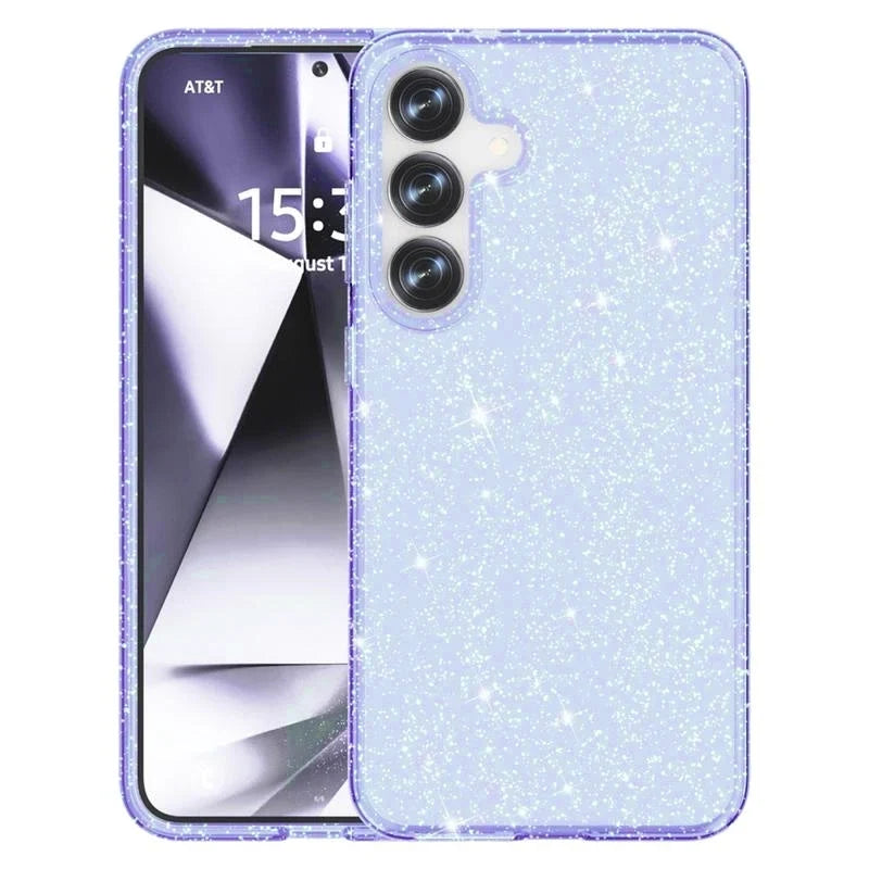 Samsung Galaxy S25 Hoesje - Blauw - Glitter Back Cover