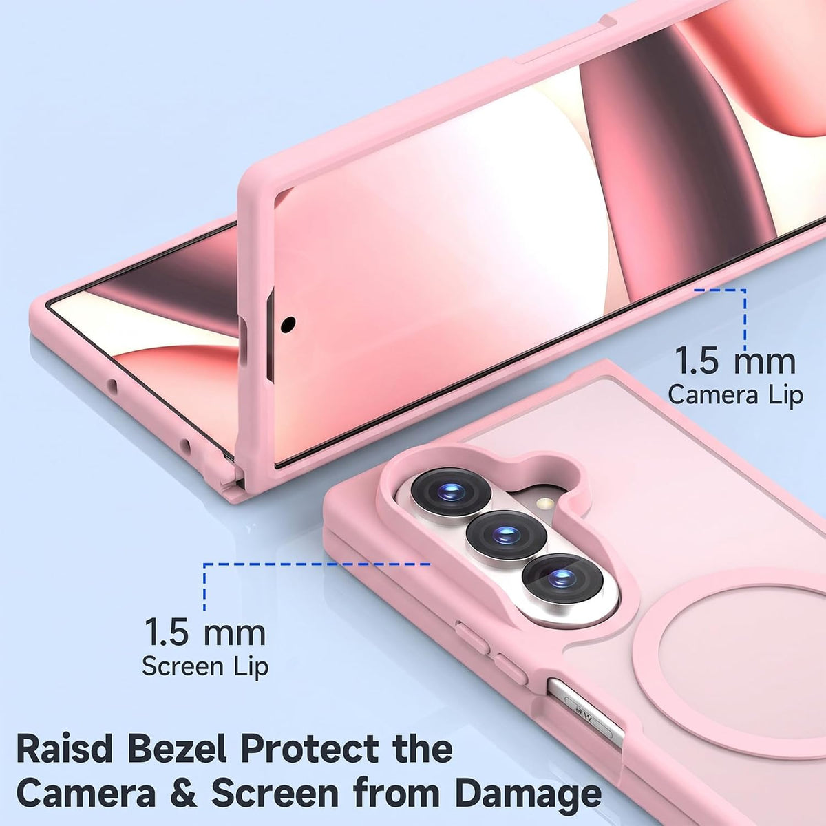 Samsung Galaxy Z Fold8 Ultra Hoesje - Licht Roze - Matte Armor MagSafe Back Cover