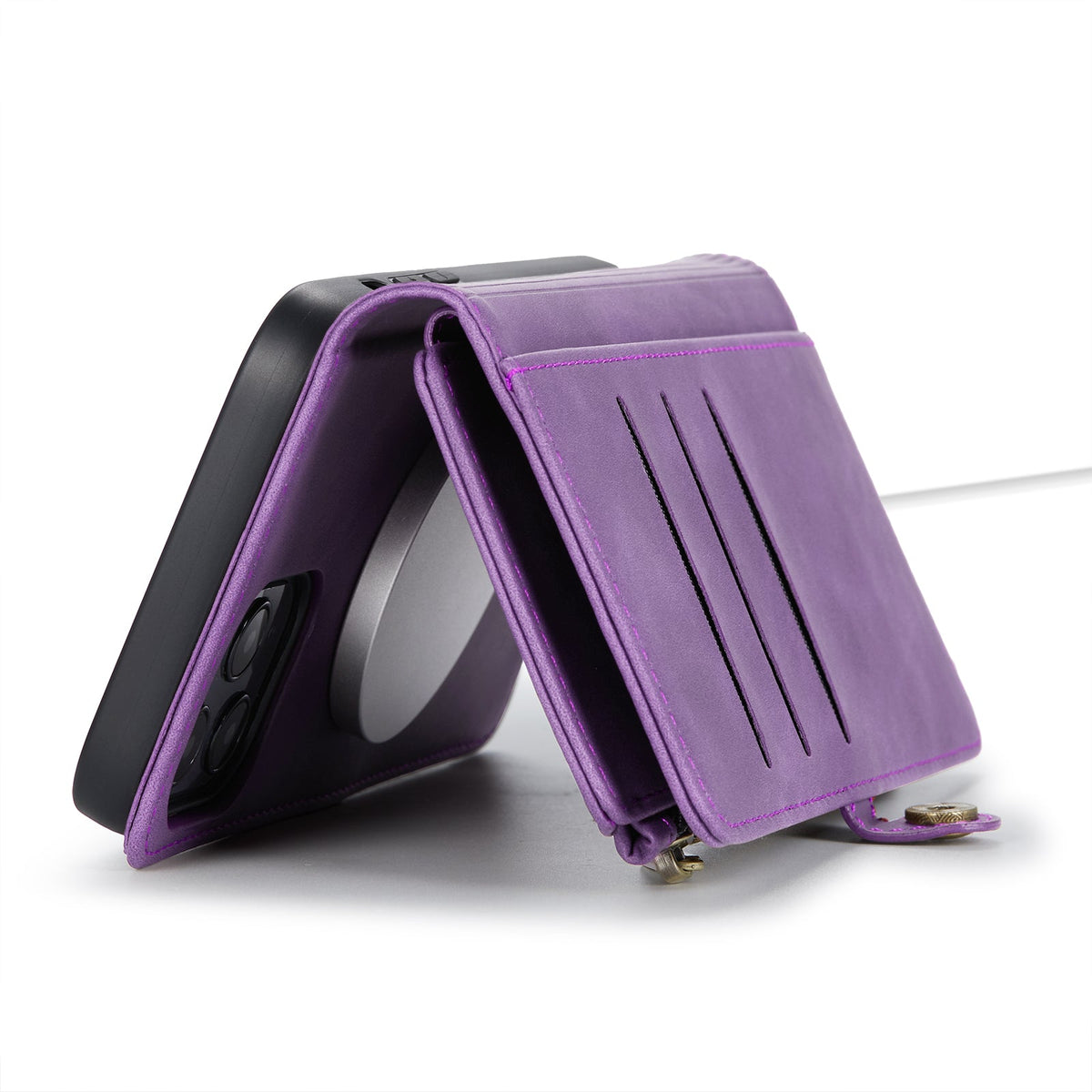 Apple iPhone 15 Pro Hoesje - Pastel Pink - Luxe MagSafe Bookcase met Rits en Telefoonkoord