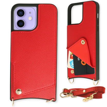 Apple iPhone Xs Hoesje - Rood - Back Cover met Pols Bandje en Telefoonkoord