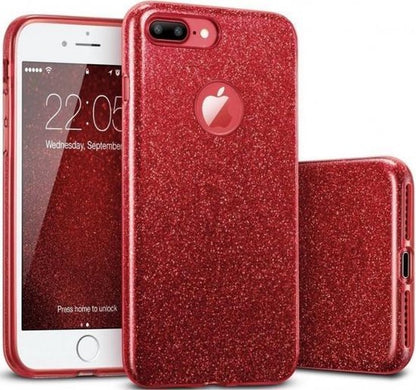 Apple iPhone 7 Plus Hoesje - Rood - Glitter Back Cover