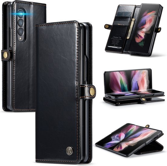Samsung Galaxy Z Fold 4 Hoesje - Rustiek Charcoal Gray - Bookcase
