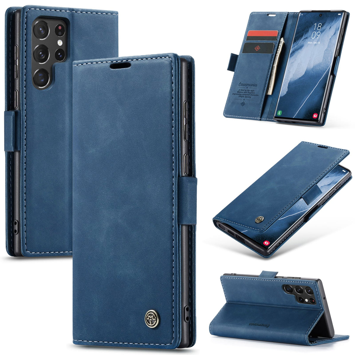 Samsung Galaxy S24 Ultra Hoesje - Navy Blue - Dunne Bookcase