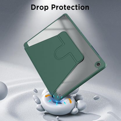 Samsung Galaxy Tab A11 Plus/A9 Plus Tablet Case - Dark Green - 360° Rotating Tablet Cover with Clear Back