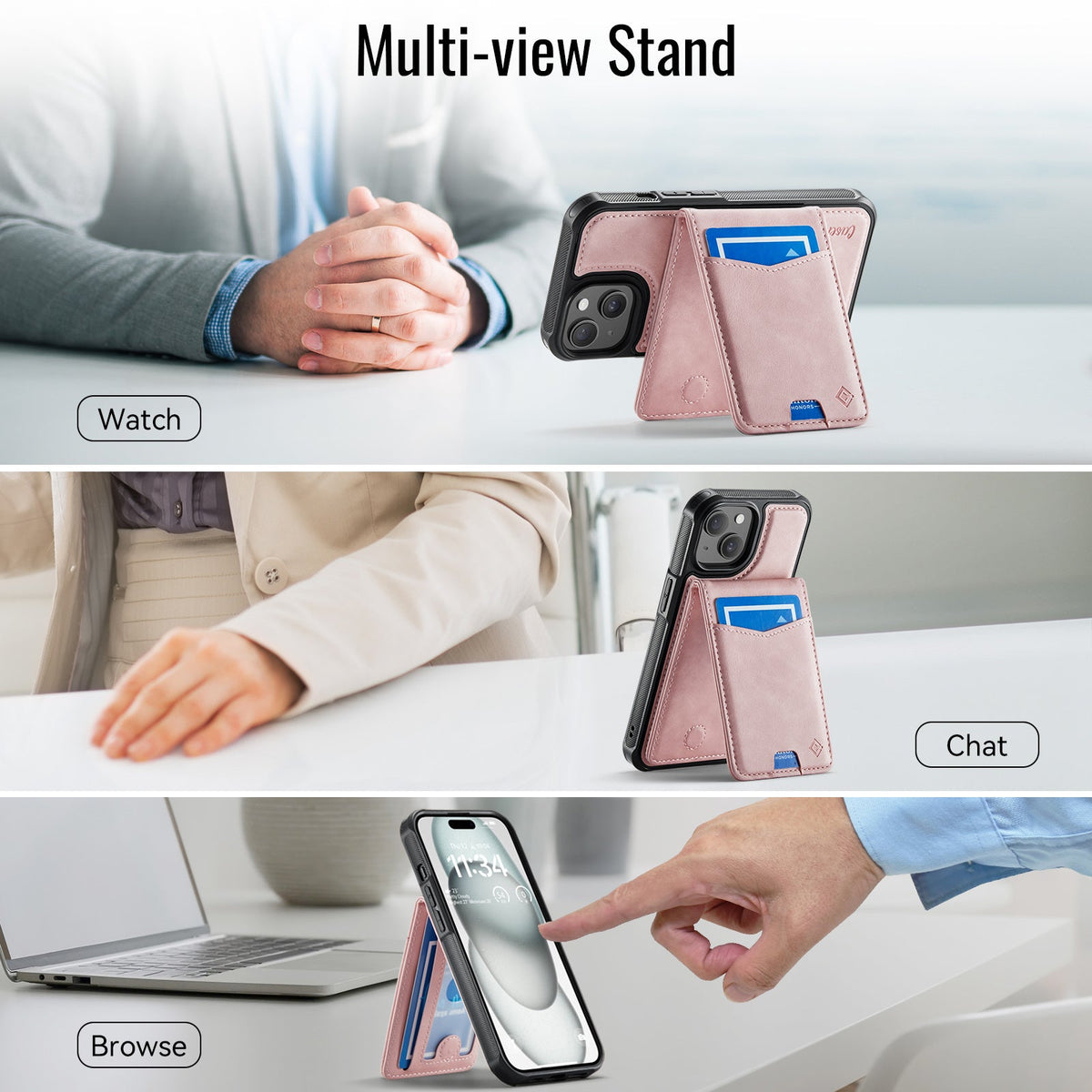 Apple iPhone 14 Case - Pale Pink - MagSafe Back Cover with Card Holder