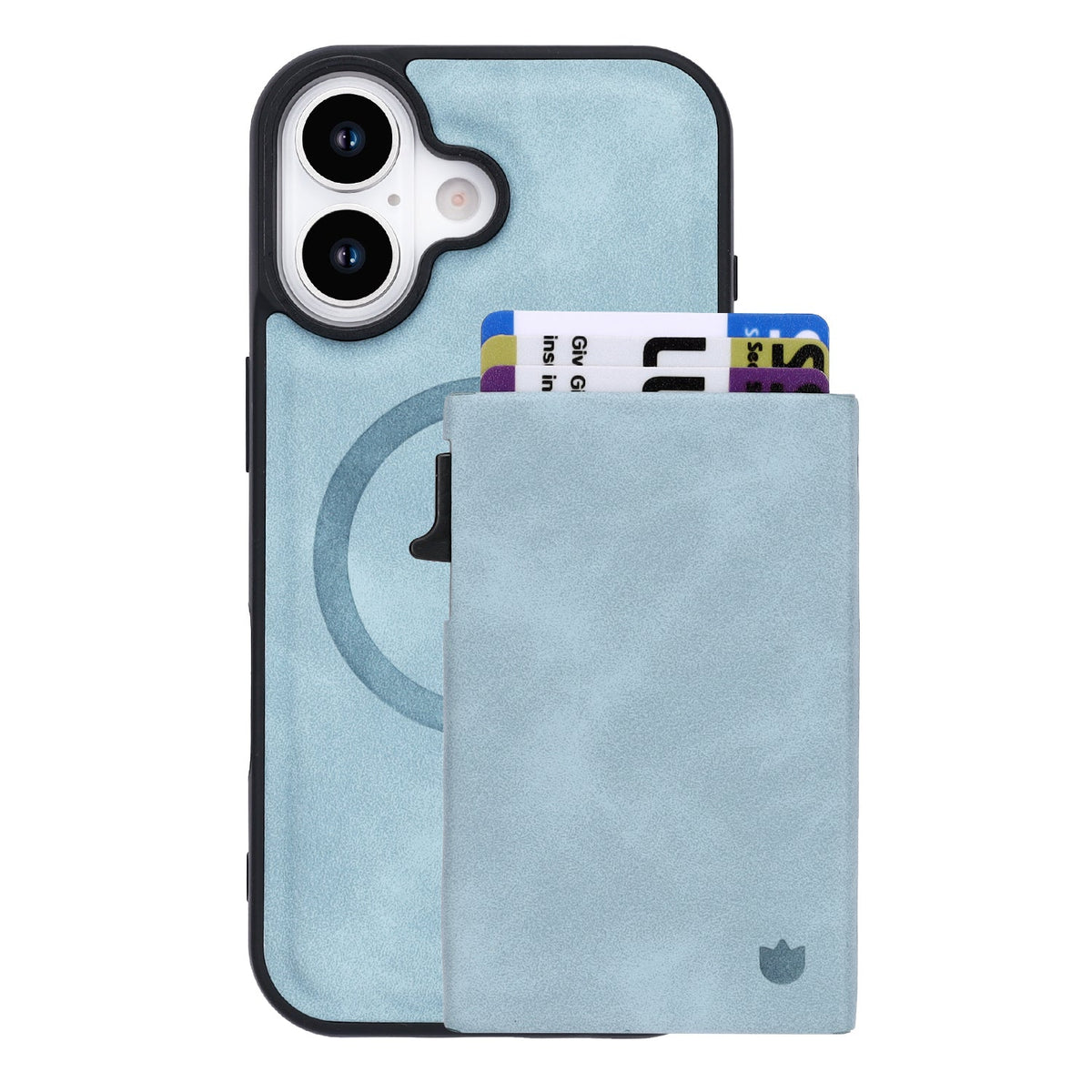 Apple iPhone 17 Case - Aqua Blue - MagSafe Back Cover with Pull-Out Card Holder