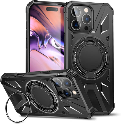 Apple iPhone 16 Pro Max Case - Black - Ring Kickstand MagSafe Back Cover