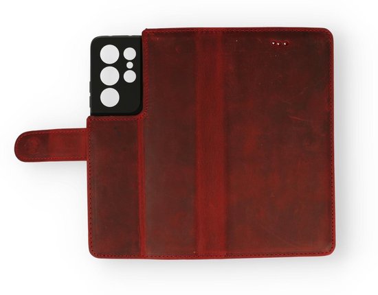 Samsung Galaxy S21 Ultra Hoesje - Rood - Echt Leren Bookcase