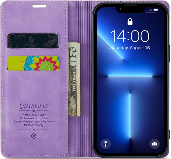 Apple iPhone 13 Pro Hoesje - Bright Lila - Dunne Bookcase
