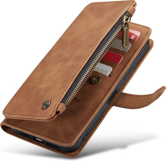 Apple iPhone 13 Pro Hoesje - Sienna Brown - Luxe Bookcase met Rits
