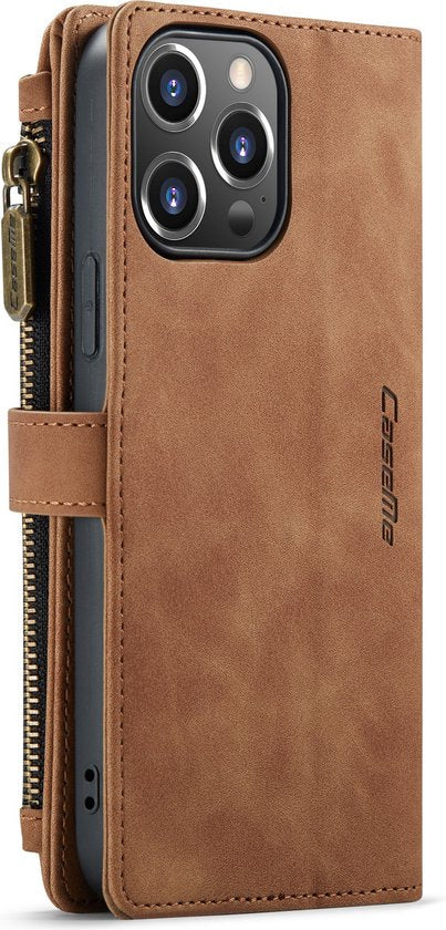 Apple iPhone 13 Pro Hoesje - Sienna Brown - Luxe Bookcase met Rits