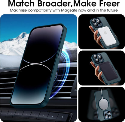 iPhone 15 Pro Max Hoesje - Blauw - Matte Armor MagSafe Back Cover