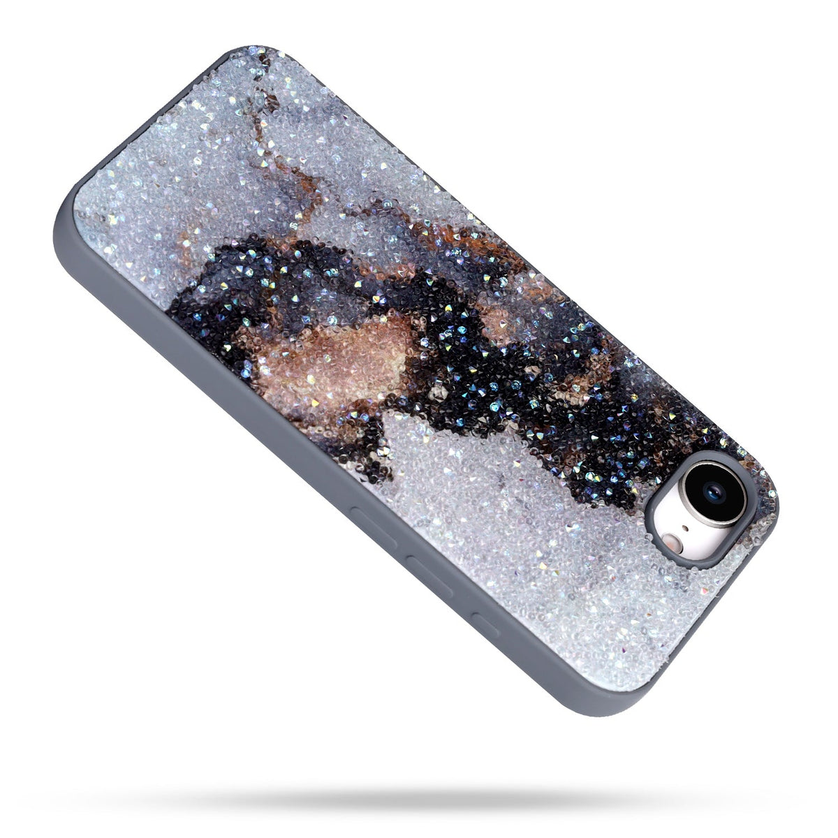 Apple iPhone 17e Case - Marble Gray - Marble Diamond Glitter Back Cover
